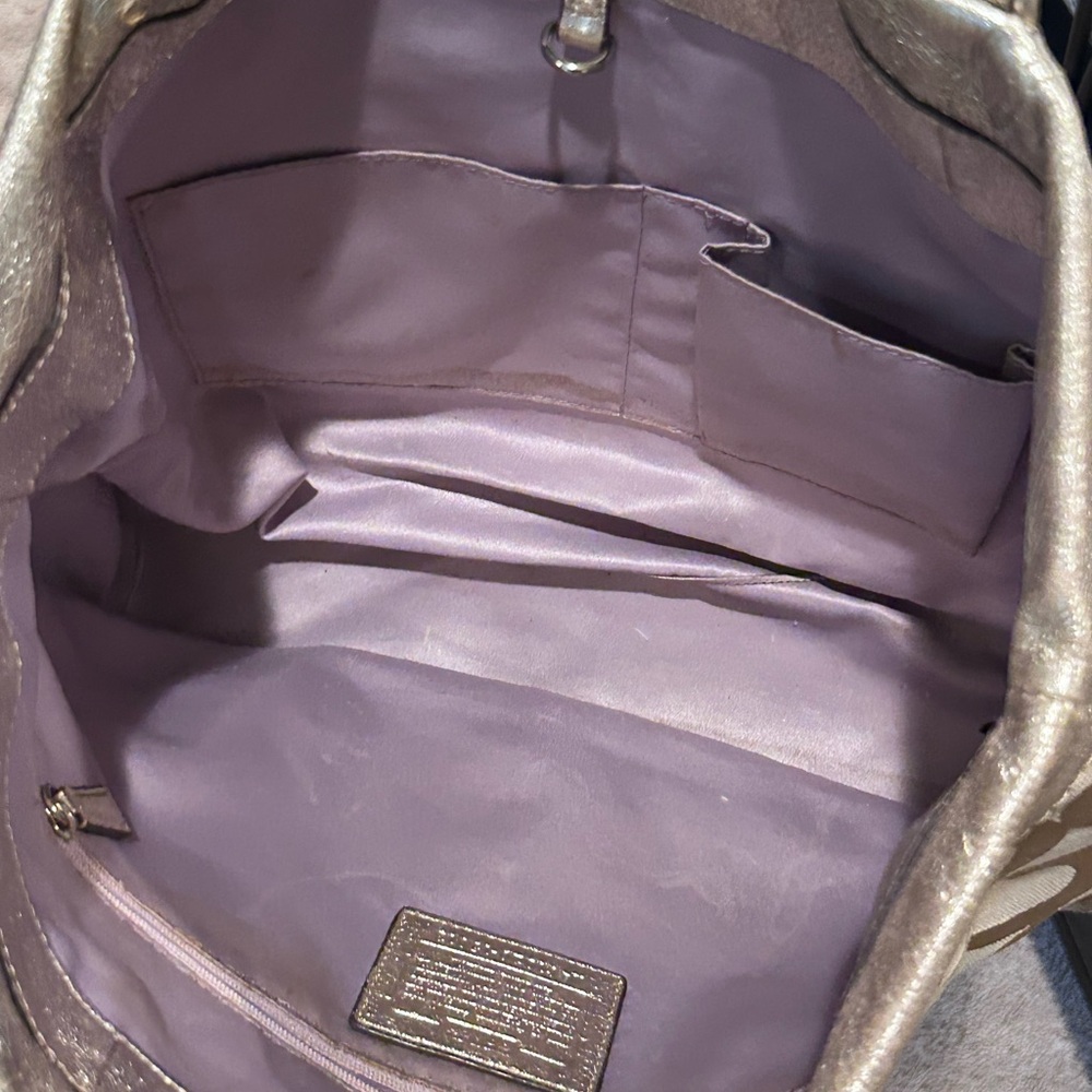 Coach Metallic Gold Hue and Tan Monogram Tote - Picture 11 of 15